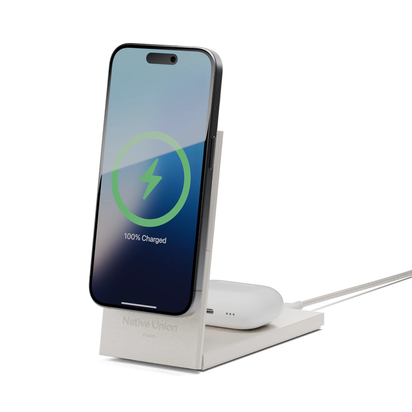 Rise 2-in-1 Magnetic Wireless Charger — Sandstone (1)
