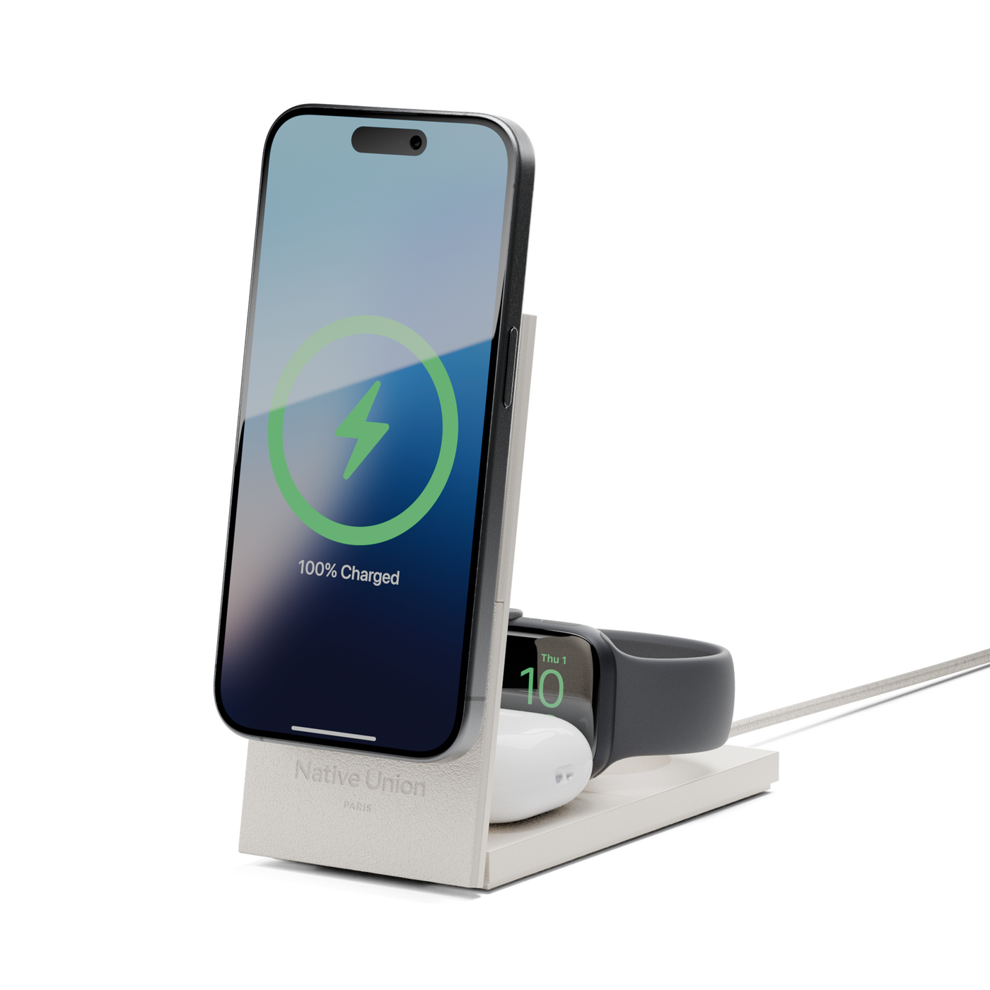 Rise 3-in-1 Magnetic Wireless Charger — Sandstone (1)