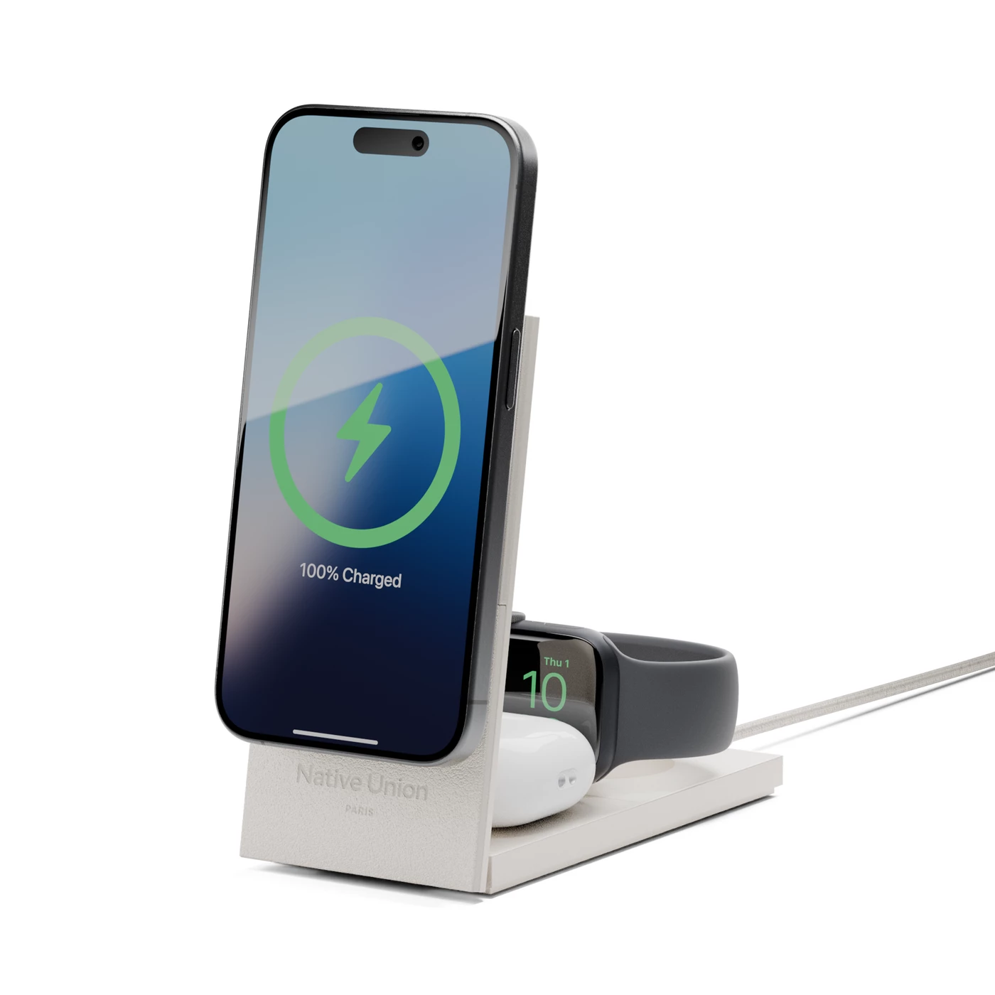 Rise 3-in-1 Magnetic Wireless Charger — Sandstone (1)